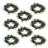 Weihnachten Beeren Kerzenring künstliche Beeren Girlande Graskränze Grün für Säule Kerzen Weihnachtsferien Tischdekoration (8pcs), Ornamente