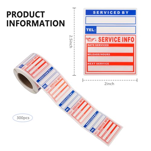 Image of 300PCS Car Oil Change Stickers for Windshield,Next Service Due Sticker,2 inchx2 inch Removable Vinyl Stickers for Most Cars Trucks SUVs (Blue Red 2)