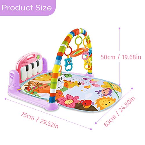 Hoopeum Baby Play Mat Toys for 0-3-6-12 Months,Activity Jungle Gym Playmat Tummy Time Mat with Piano,Newborn Infant Baby Boys Girls Musical Floor Play Kick