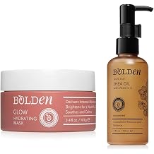 BOLDEN Glow Hydrating Mask & Shea Oil Bundle | Deep Moisturizing Face Mask with Hyaluronic Acid & 100% Natural Shea Oil with Vitamin E | 3.4 fl oz Each