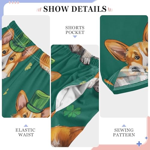 Corgi Dog Lucky Clovers Boys Long Pants Soft Trousers Elastic Waist Kids Lounge Bottoms with Pockets S-XL4