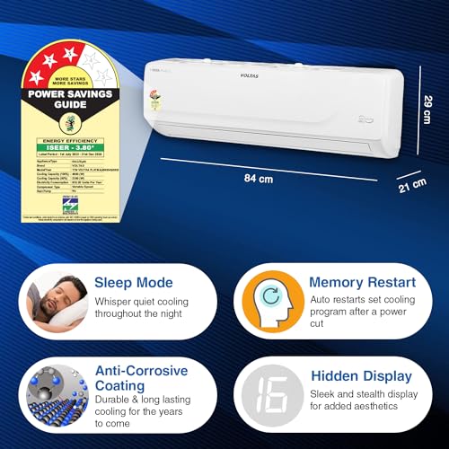 Image of Voltas 1.4 Ton 3 Star Inverter Split AC (Copper, Adjustable Cooling, Anti-dust Filter, 173V Vectra Platina, White)