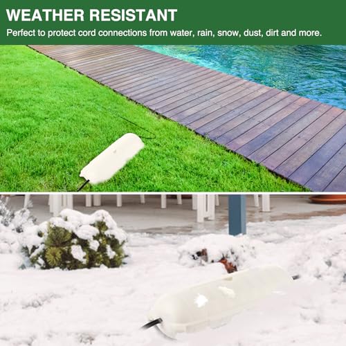 Image of Flemoon Outdoor Extension Cord Safety Cover, IP44 Waterproof Electrical Box | Waterproof Protector Seal, Weatherproof Electrical Connection Box for Outlets, Plugs, Sockets, Holiday Decorations, White