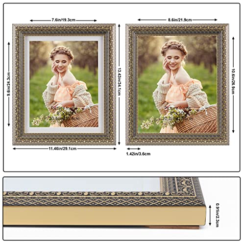 Qutrey 8X10 Picture Frames Set Of 6, Ornate Antique Gold Frame Display Vintage Photos 8 By 10 With Mat For Tabletop And Wall #TOP1