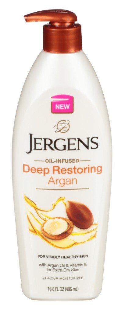 Jergens Deep Restoring Argan Moisturizer 16.8 Ounce Pump (496ml) (3 Pack)
