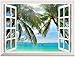 wall26 Removable Wall Sticker/Wall Mural - Beautiful Sunny Beach on a Tropical Island with Palm Trees | Creative Window View Home Decor/Wall Decor - 24"x32"