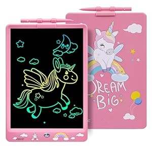 DYNASONIC DYNA-PM Pizarra Escritura LCD Color de 10 Pulgadas para niños. Pizarra magnética para Dibujar. Juguete Educativo. Regalo para niño. Pizarra Infantil (Unicornio)