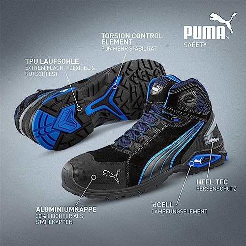 Foto von PUMA SAFETY RIO BLACK MID Herren Arbeitsschuh Sicherheitsschuh S3 SRC Aluminiumkappe Durchtrittschutz rutschfest Männer