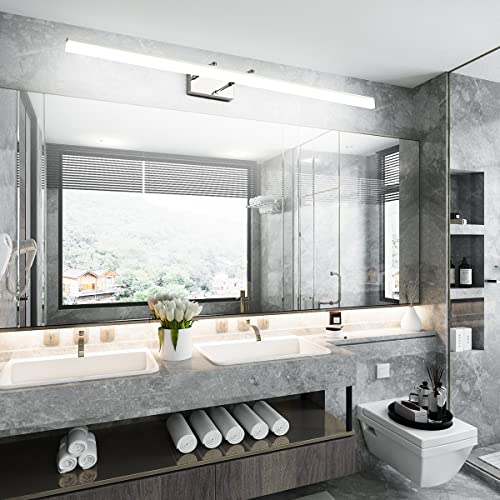 Image of Aipsun 48 inch LED Vanity Lights Adjustable Bathroom Wall Light Fixtures Bathroom Lighting Fixture Over Mirror Chrome Modern Vanity Lighting 5500K