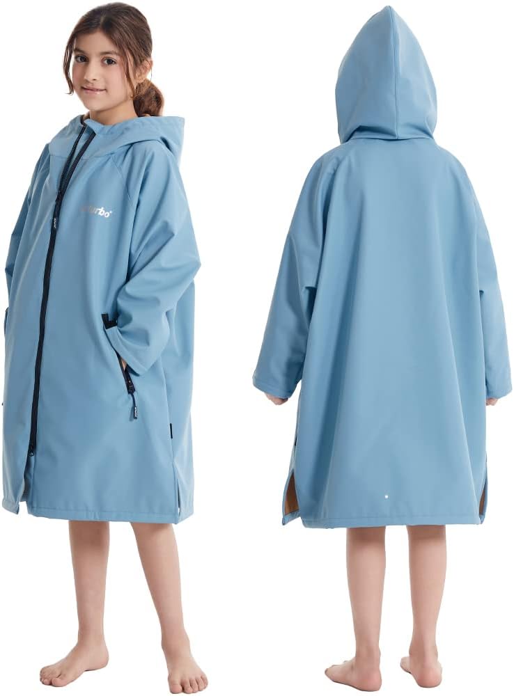 Hiturbo Kids Waterproof Swim Parka: Windproof Swimming Coat - Thin Fleece Lining - Oversized Swimmer Jacket - Image 2