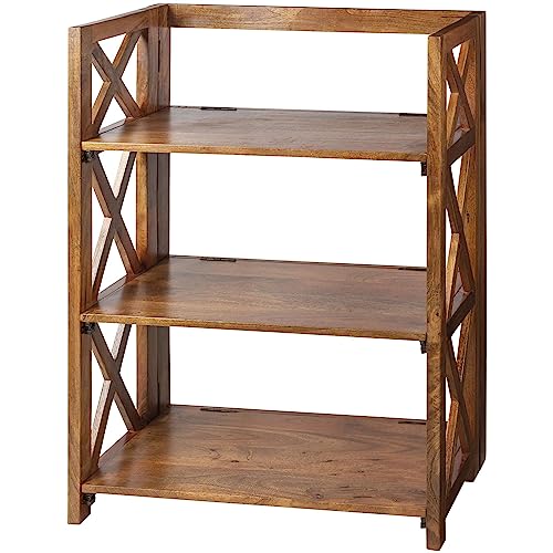 Natural Wood Bookcase 38" H X 28" W 13" D Brown Farmhouse Finish Handmade #TOP1