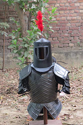 Medieval Knight Shoulder Pauldron Armor Helmet Breastplate Wearable Suit of Armor Costume with Helmet