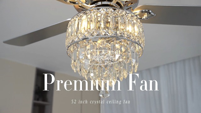 Image of 52'' Modern Crystal Chandelier Ceiling Fan with Light