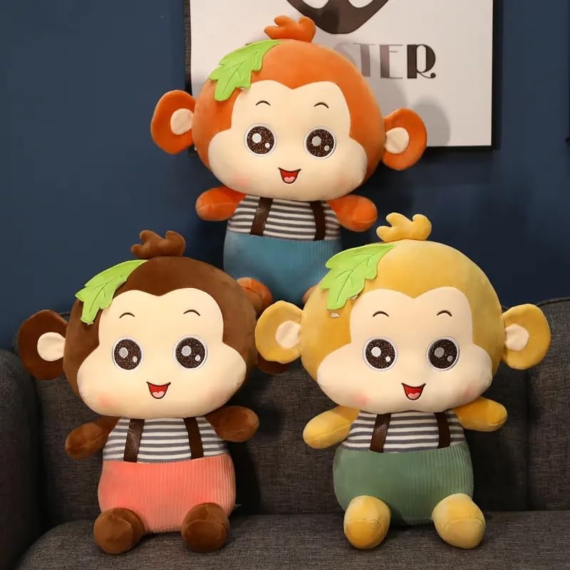 Image of Monkey Plush Soft Toy for Kids Pet Kawai Stuffed Animal Plushie Cute Big Stuff Toys Doll Teddy Birthday Gifts for Friends Kids Boys Girls Decorative Multicolor 35cm