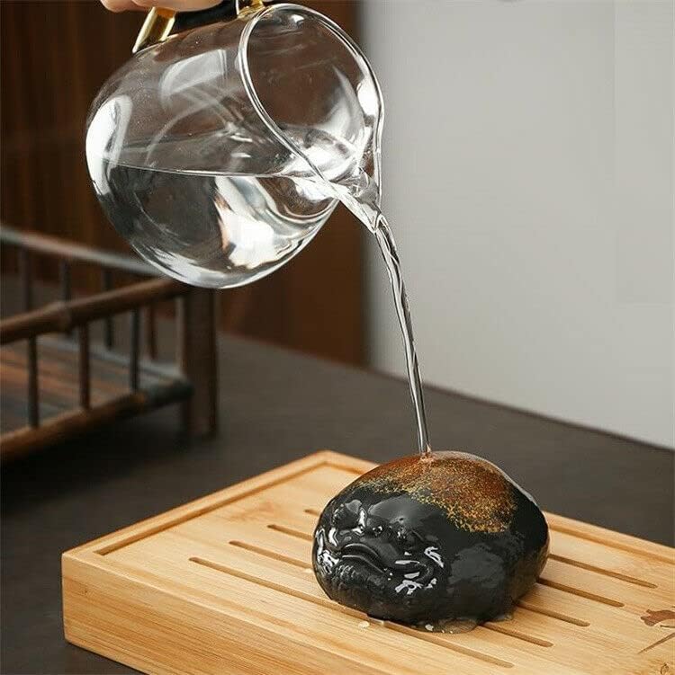 EatingBiting 3.1" x 1.6" Chinese Zisha Tea Pet Purple Sand Clay Tea Pet Golden Toad Tea Pet logo Handmade Purple Clay for Kungfu Gift Water Tea Tray Accessories for Tea Lovers Oolong Tea Home Decor image 3
