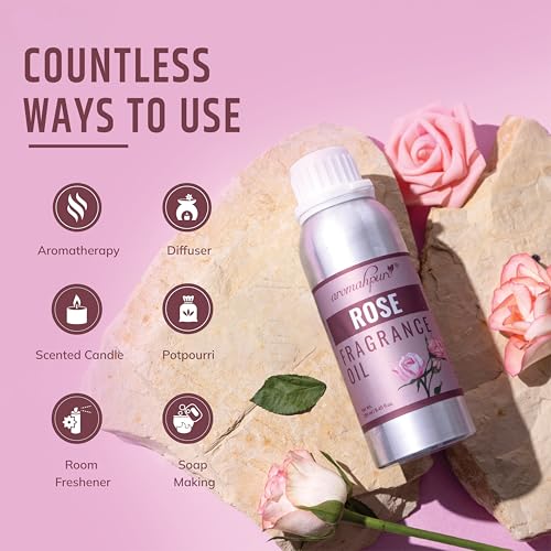 Image of Aromahpure Rose Aroma Oil | 250ml Undiluted & Natural | Long-Lasting Scent for Aromatherapy, Candle & Soap Making, Diffusers, Room Freshener, Humidifier, Bathroom Revitalizer & Home Essentials