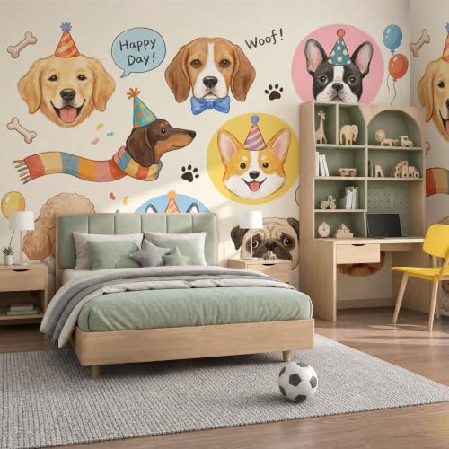 Papier peint panoramique 3D chien pour masquer les défauts - 4