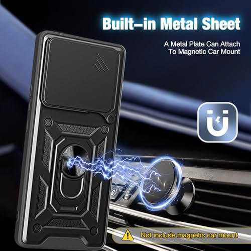 Image of Heavy Duty Back Case Cover for Oneplus 15 5G, Shockproof Oneplus 15 Back Cover, Ring Case with Kickstand and Camera Protection Shutter - Black