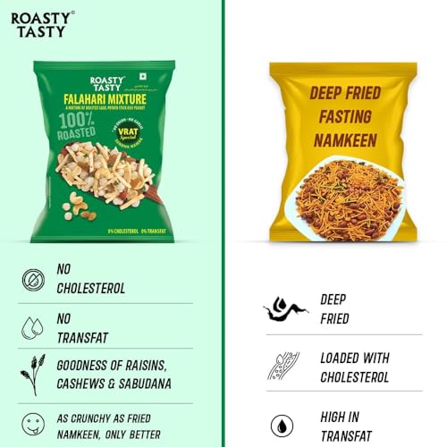 Image of Roasty Tasty Falahari Mix Roasted Namkeen Snack 200g | Oil-Free Farari Chiwda | No Onion, No Garlic Farali Namkeen | Healthy Vrat Upwas Fast Namkeen | No Cholesterol No Transfat Healthy Snack for Fasting