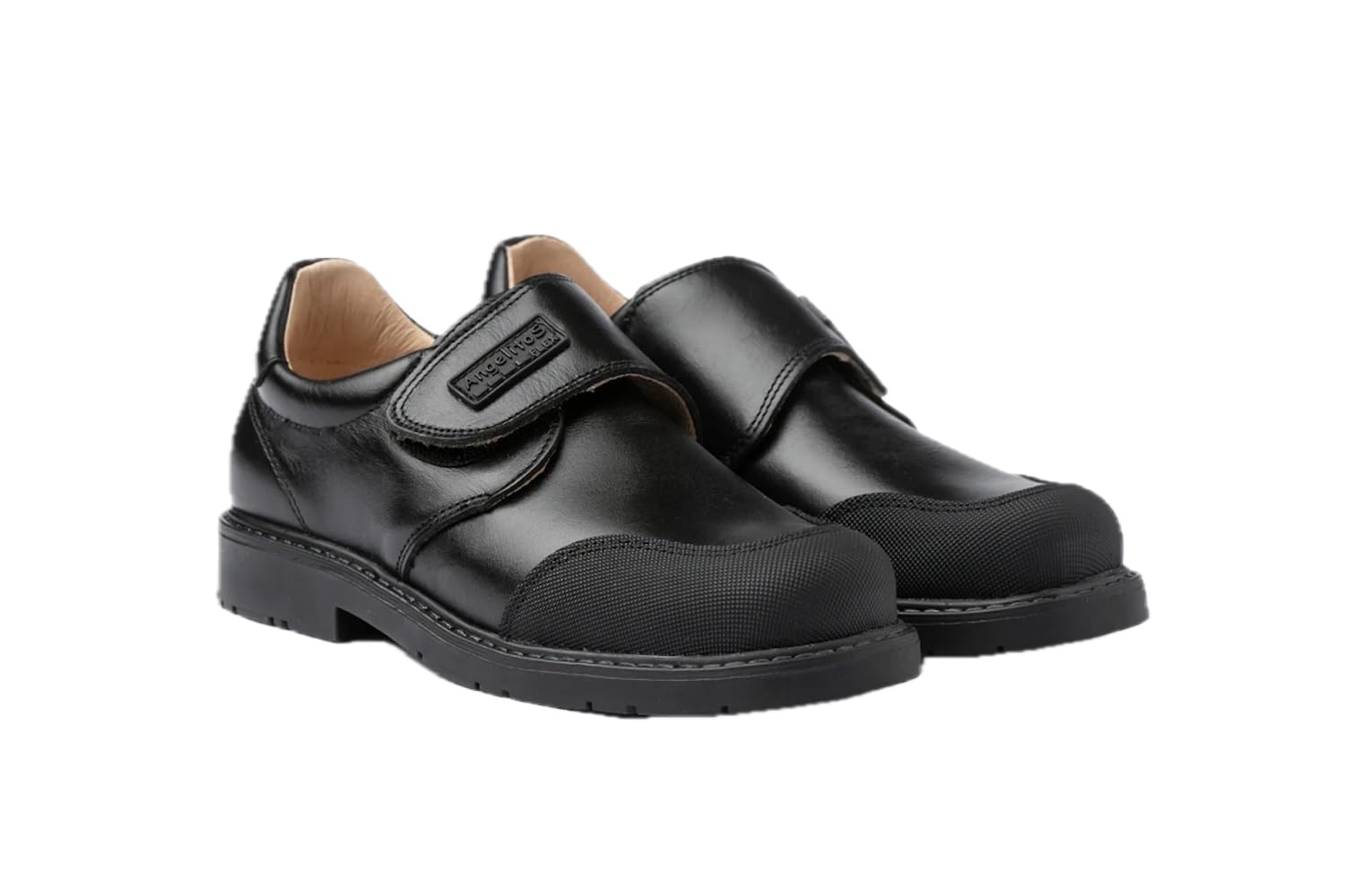 Angelitos Zapatos Colegiales Niño Adhesivo Piel Natural Resistentes y Cómodos Calzado Escolar Unisex Mod 452