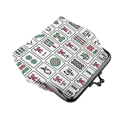 Pu Leather Buckle Coin Purse Mahjong China Culture Hipster Girls Kiss-Lock Change Purse Wallets3