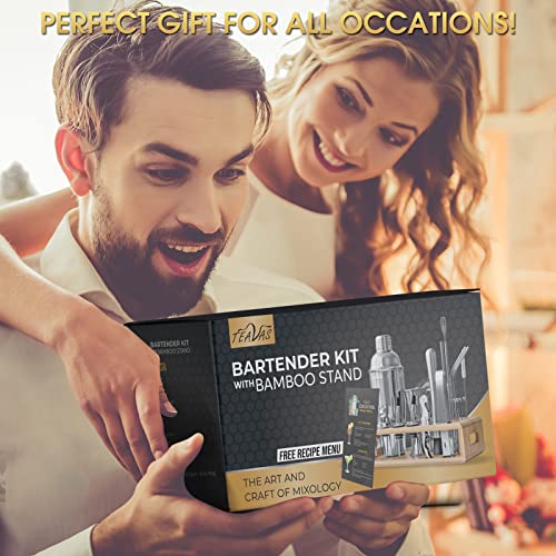 TEAVAS Mixology Bartender Kit with Japanese Jigger & Stand - 25 Piece Stainless Steel Cocktail Making Set with Shaker, Strainer, Mixer, Spoon, Muddler -Barware Accessories for Home Bars & Bartending - Image 7