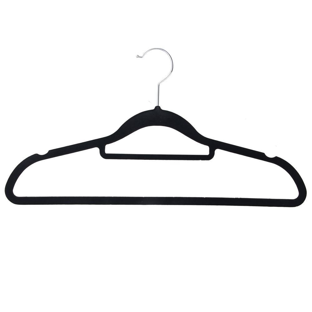 Dsyj Black Non-Slip Velvet Hangers [Set Of 20] – Heavy Duty Velvet Suit Hangers With Tie Bar, 360 Degree Rotatory Hook – Space Saving, Sturdy To Hold Jacket, Jumper & Pullover (Black)