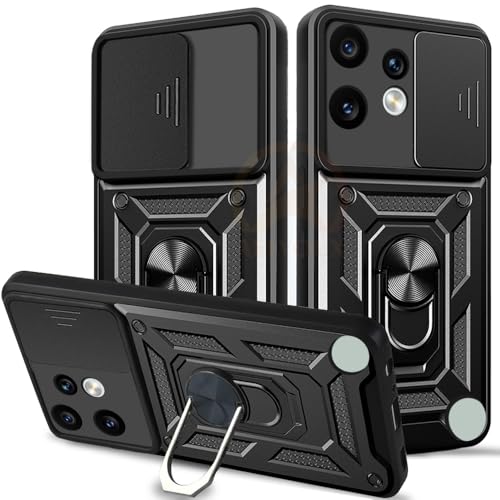 Image of Armor Bumper Back Cover Case for Nothing Phone 2 Pro 5G Rotating Camera Cover, Ring Holder & Kickstand | Heavy Duty & 360 Degree Protection Nothing Phone 2 Pro 5G Back Cover (Black)