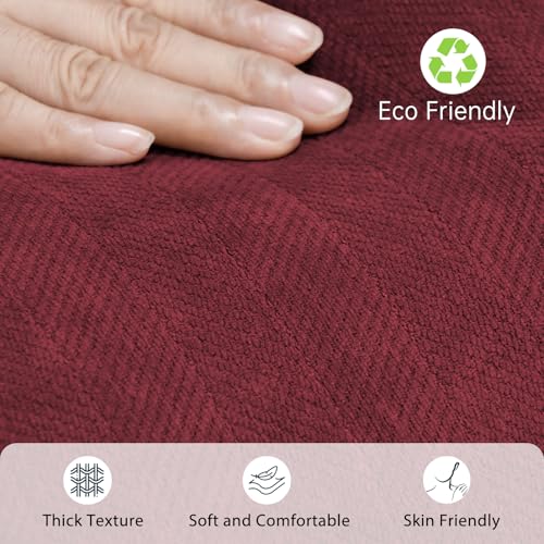 ZWJD Burgundy Pillow Covers 20x20 Set of 2 Chenille Throw Pillow Covers with Elegant Design Soft and Luxurious Decorative Throw Pillows for Couch, Bed, and Home Decor