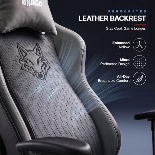 Image of DROGO Alpha-X Ergonomic Gaming Chair with Footrest | Premium PU Leather with 135 Recline | 2D Padded Armrest | Computer Chair for Study |Office Chairs for Work from Home With Neck Support(Black&Grey)
