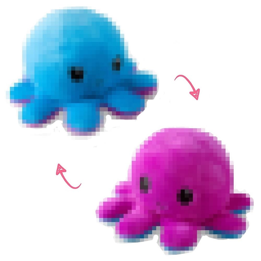 Pulpo de Peluche Reversible Feliz y Triste (Azul y Morado)