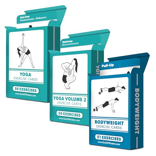 3 Pack - Exercise Cards - Yoga Poses Volume 1 & 2 + Bodyweight Ex...