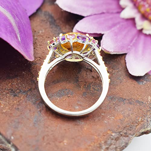 Bague en argent 925 avec améthyste véritable style art déco rétro - 6