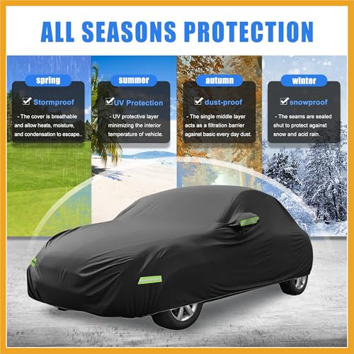 Image of Waterproof Car Cover for Volkswagen Beetle Bug-Sedan 2-Door 1960-1980 All Weather Beetle Full Car Cover with Door Zipper for Outdoor Windproof Sun Rain Replacement