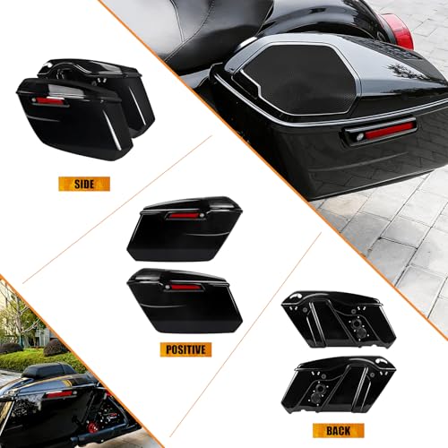 Alforjas duras para Harley CVO 2023-2025 Touring 2024-2025 con cierres de bloqueo negros y reflectores rojos miniatura 3