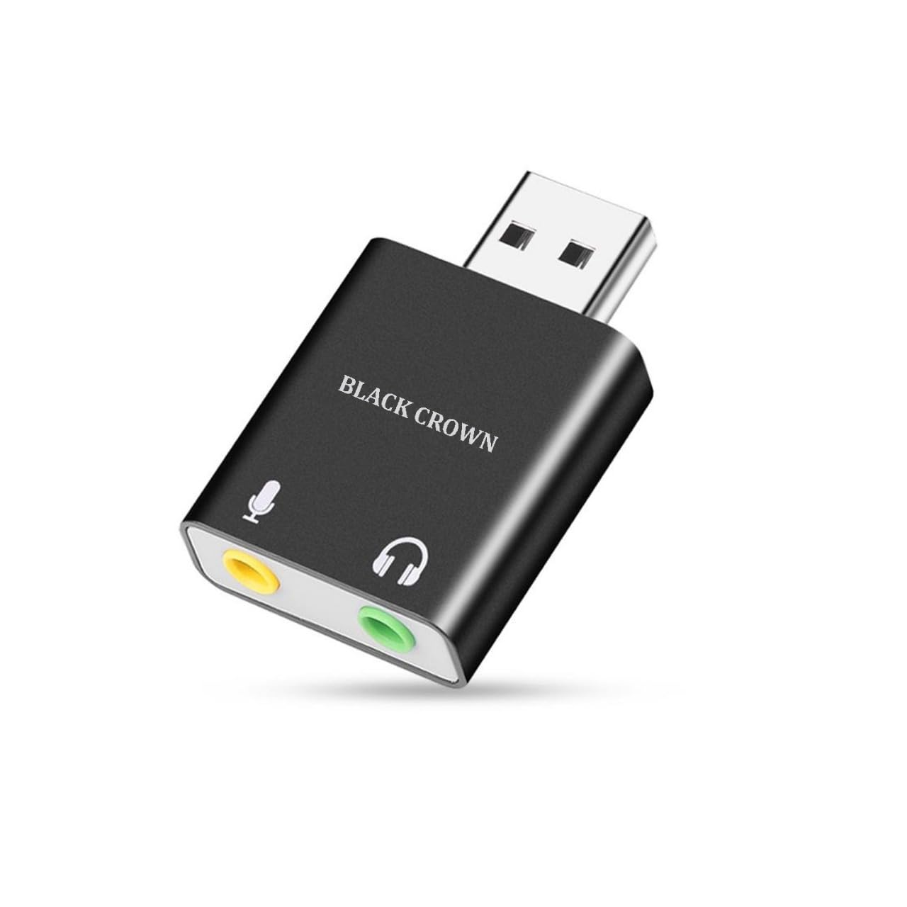 BLACK CROWN USB Audio Adapter USB to 3.5mm Jack Audio Adapter, External USB2.0 Stereo Sound Card 3.5mm Headset and Microphone for Windows, Mak, Laptop, PC, Gaming Console. Multi-Color. (Pack of 1)-image-20