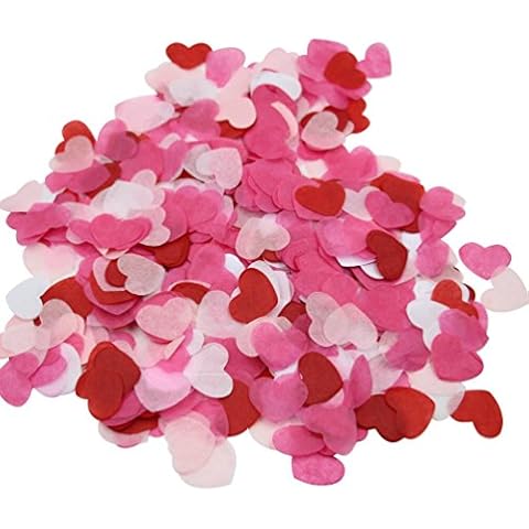 Mybbshower 1 Inch White Pinks Red Tissue Paper Heart Confetti Wedding Reception Decoration Table Scatter Pack of 100 Grams Cover