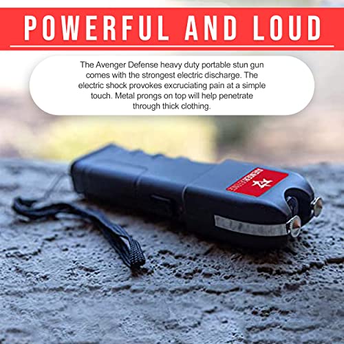 Avenger Defense Stun Gun For Self Defense - Protection Device For Women - Portable Led Flashlight - (Ads-10 Black) #TOP4