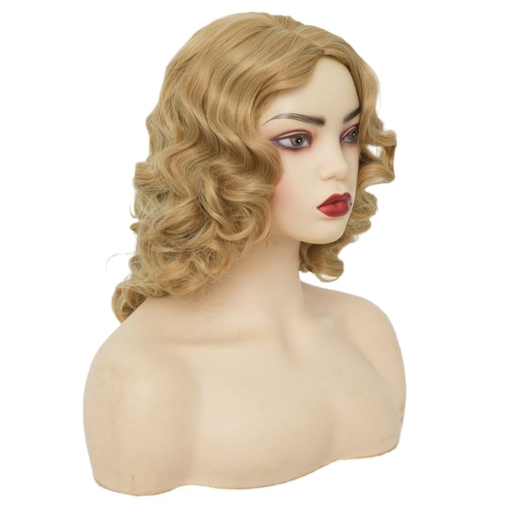 Siudus 1920s Wigs for Women Blonde Long Finger Wave Wig Vintage Curly Lady Hair Wig for Cosplay Costume Halloween Party Use - Image 4