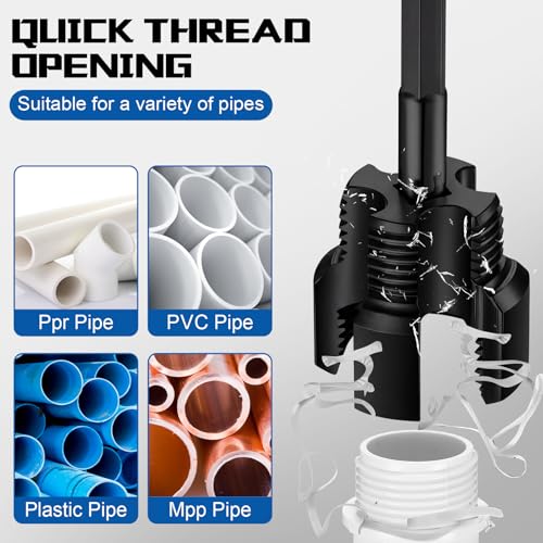 Image of 3 Pcs Pipe Thread Cutting Tool Integrated Internal & External Pipe Threading Tool Electric Drill Compatible PVC Tube Threader Kit, 1 /2 inch, 3 /4 inch, 1'' Tube Size Rethreading Kit (3 Sizes, Black)