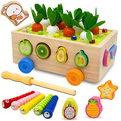 RunHero Montessori Holz Sortierspie Karotten Steckspiel Holzspielzeug ab 1...
