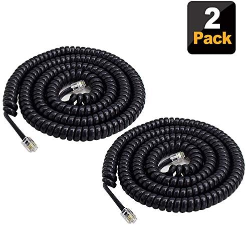 Phone Cord Landline,SHONCO 2 Pack Black Coiled Telephone Handset Cord 23 Ft Uncoiled / 3 ft Coiled Telephone Cord Line Wire Telephone Accessory