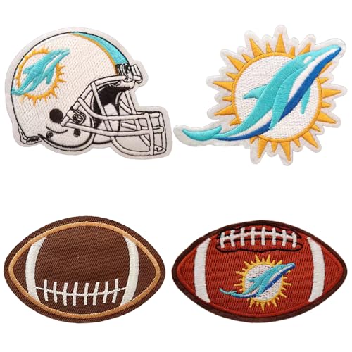 4PCS Rugby Fans Favorite Team Logo and Helmet Logo Iron On Patches Embroidery Applique for Clothes Dress Hat Jeans DIY Accessories