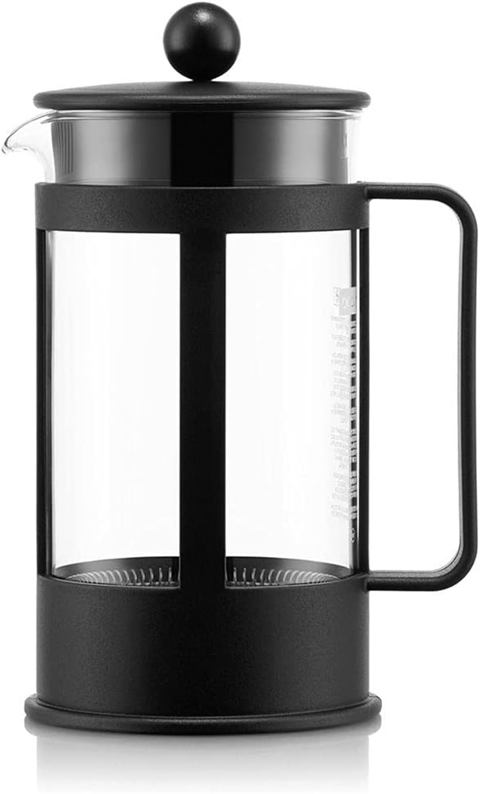 THE WHITE SHOP French Press Coffee Maker, Glass Classic Dark Pewter Stainless Steel Coffee Press, Cold Brew Heat Resistant Thickened Borosilicate Coffee Pot for Camping Travel Gifts (Size : 600ml)