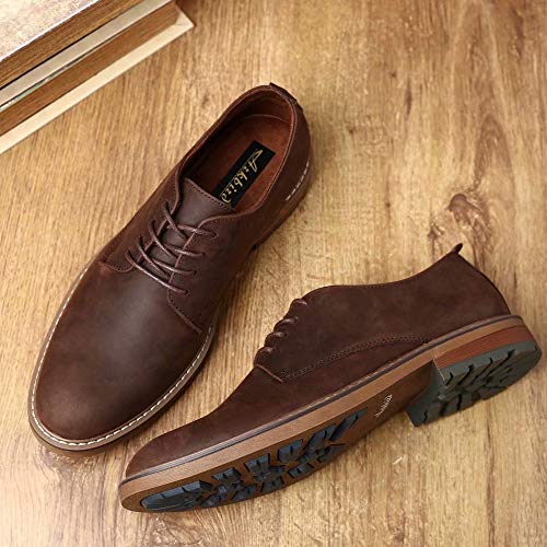 Mens Dress Shoes, Lace Up Plain Toe Leather Oxford Coffee 9 #TOP5