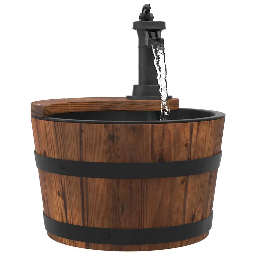 Fontana da giardino con pompa in legno di abete massiccio, 28 x 28 x 34,5 cm, fontana a cascata per laghetto, terrazza, balcone ed esterni, con gioco d'acqua e cascata