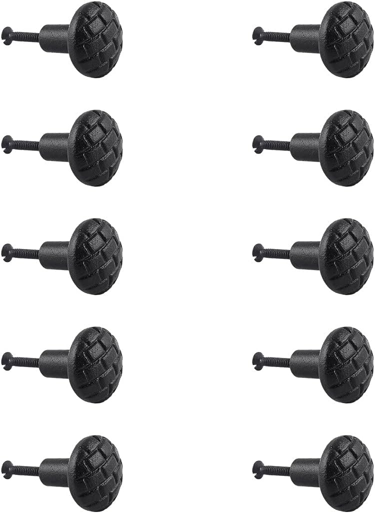 Renovators Supply Manufacturing Cabinet Knob Drawer Pull Black Round Brick Design Cabinet Hardware Pack 10
