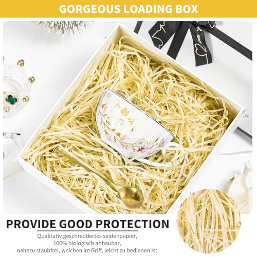 Hengrongshen Füllmaterial Geschenk, 300g Füllmaterial für Pakete Hochwertiges, Geschreddertes Papier Geschenkbox-Dekoration für Weihnachten, Hochzeit, Jahrestag, Valentinstagsparty（Gelb）