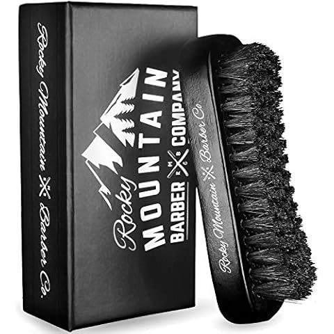 Men's Hair Brush- 100% Pure Black Boar Hair Natural Bristle for Beard, Moustache - Firm Military Style with Handmade Wood Handle - No Snags, No Scratch, Gentle Bristle Comb Cover