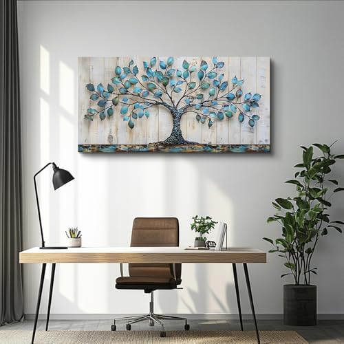 QIYILEXWART Canvas Wall Art For Living Room Wall Decor For Bedroom Office Wall Decoration Green Tree Landscape Painting Abstract Pictures Artwork Room Aesthetic Home Decor 20x40 In